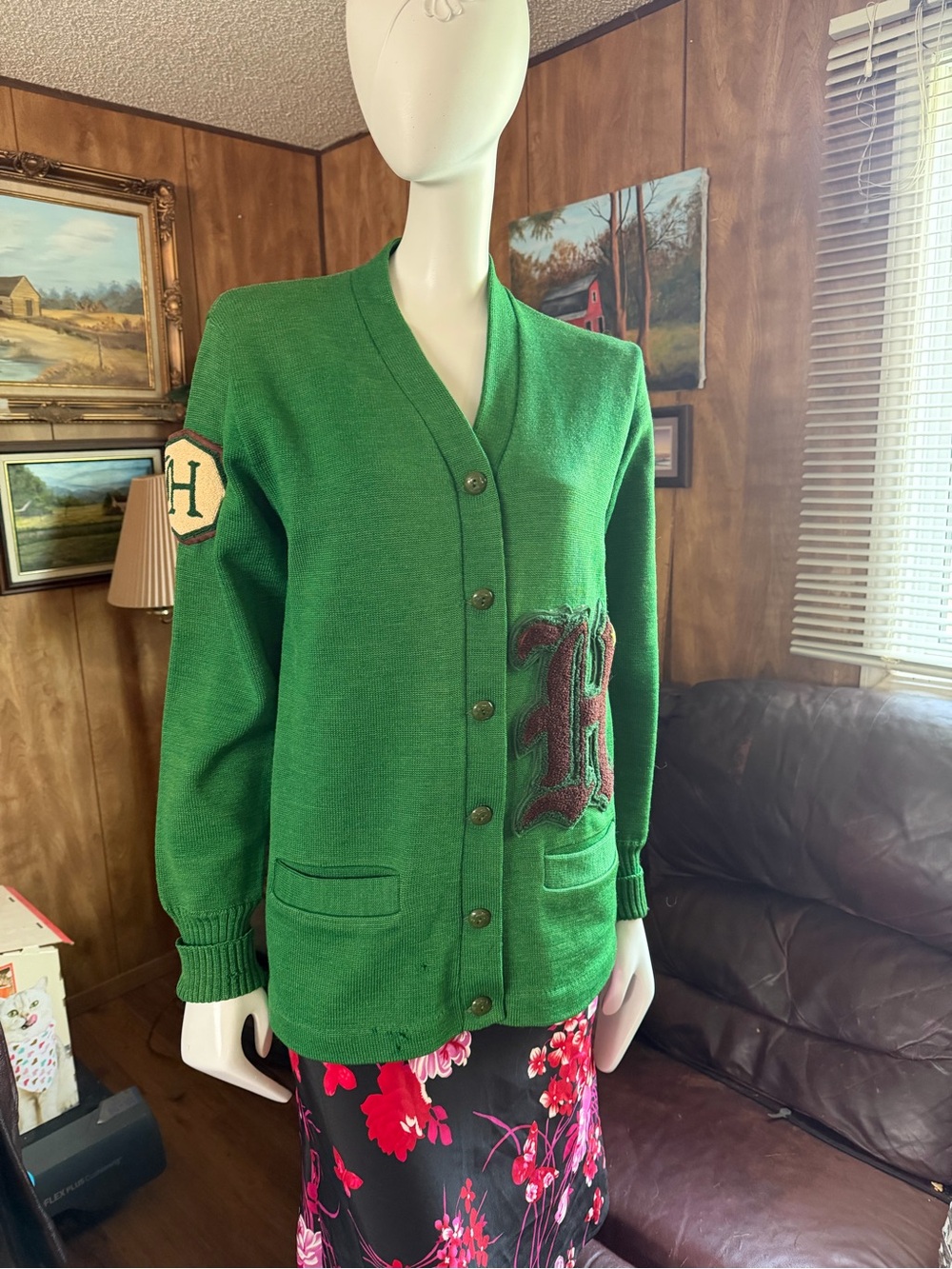 Vintage Wool Letterman-Style Sweater - Picture 3 of 10